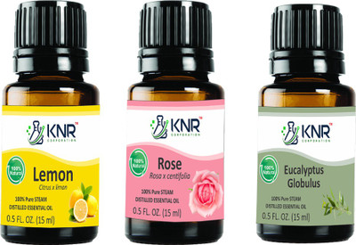 KNR CORPORATION Pure Rose and Lemon and Eucalyptus Essential oil - 15 ml Each (Pack of 3)(45 ml)