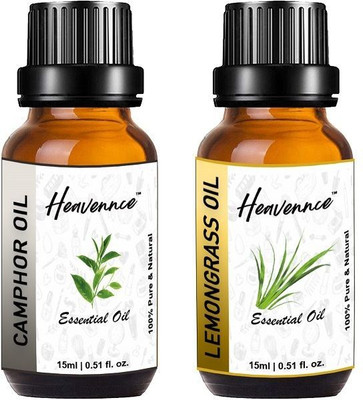 Heavennce Camphor & Lemongrass Oil Combo for Aromatherapy, Healthy Hair and Skin,Pack of 2(30 ml)