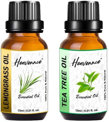 Heavennce Lemongrass & Tea Tree Oil Combo for Healthy Hair & Skin, Aromatherapy, Pack of 2(30 ml)