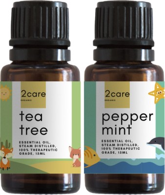 2 care Pack Of 2 Essential Oil Tea Tree Oil & Peppermint Oil (Pack Of 2)(30 ml)