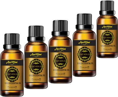 AroMine Ginger Essential Oil Repelling Cold And Relaxing Massage -5-Bottle-(150 ml)