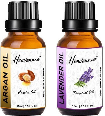 Heavennce Argan & Lavender Oil Combo for Hair & Skin Care, Meditation, Pack of 2(30 ml)