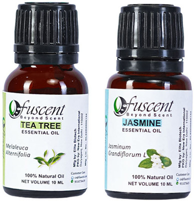 FUSCENT Essential Oil Pack of 2 Tea Tree And Jasmine Combo Pure And Natural Undiluted(20 ml)