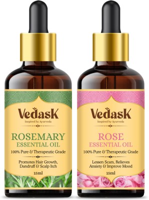 Vedask Ayurveda Rosemay Essential Oil| Rose Combo Pack of 2(30 ml)