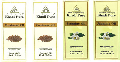 Khadi Pure Gramodyog Herbal Cuminseed & Jasmine Essential Oil-Pack of 4 (60ml)(60 ml)