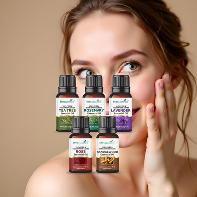 Earth Science Ayurveda Pure Aromatic Oils – Pack of 5 Rose, Tea Tree, Sandalwood, Lavender, Rosemary(25 ml)