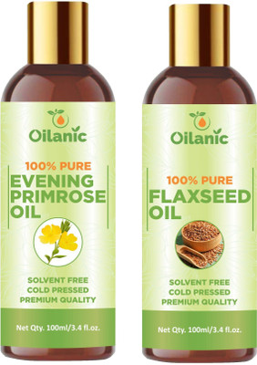 Oilanic Premium Evening Primrose Oil & Flaxseed Oil Combo pack of 2 bottles of 100 ml(200 ml)(200 ml)