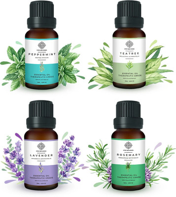 Mystic pure ayurveda Rosemary, Tea Tree, Lavender, Peppermint Essential Oils- Set Of 4(15 ml)