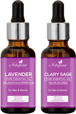 Natupure Lavender and Clary Sage Essential Oil | Hair Fall, Relaxation and Aromatherapy(30 ml)