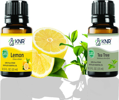 KNR CORPORATION Pure Lemon (Citrus ) & Tea Tree Essential Oil - 15 ml Each (Pack of 2)(30 ml)