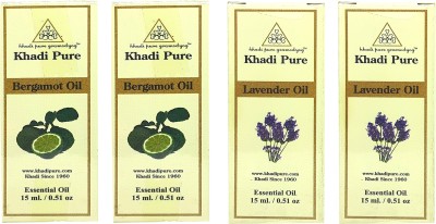 Khadi Pure Gramodyog Herbal Bergamot & Lavender Essential Oil-Pack of 4 (60ml)(60 ml)