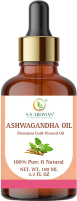 S S AROMAS Pure Ashwagandha Oil For Hair, Skin and Face Care Cold Pressed For Massage(100 ml)