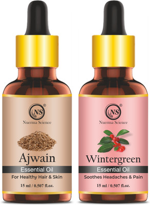 Nuerma Science Pure Ajwain and Wintergreen Essential Oil (Pack of 2, 15 ML Each)(30 ml)