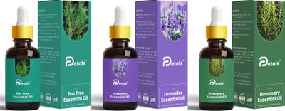 DPetals Essential Oils Combo - Lavender, Tea Tree, Rosemary, Pack of 3, 15ml each(45 ml)