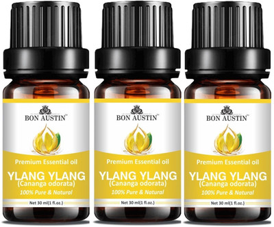 Bon Austin Ylang Ylang Essential Oil for Soft & Manageable Hair - 30ml Pack of 3(90 ml)