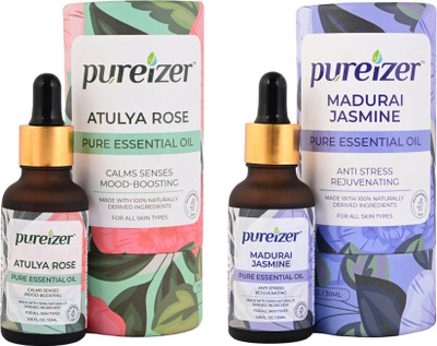 Pureizer Pure Rose & Jasmine Essential Oils (Pack of 2)(60 ml)