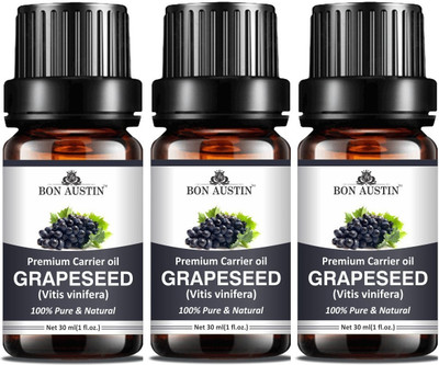 Bon Austin Grapeseed Premium Carrier Oil for Moisturizer & Antioxidant Skin- 30ml Pack of 3(90 ml)