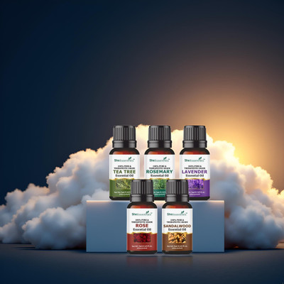 Earth Science Ayurveda Combo Pack of 5 Oils – Tea Tree, Rose, Lavender, Sandalwood, Rosemary(25 ml)