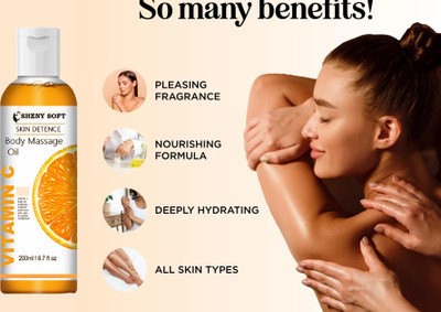 sheny soft Orange Body Oil Skin Lightening Non-Sticky for Daily Use After Bath VRDR-1153(200 ml)