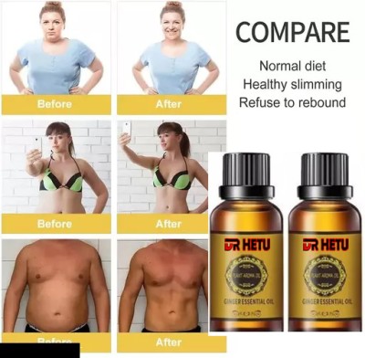DR HETU Adrak Tel Belly Fat Reduce Oil Ginger Essential Oil Weight Loss 30 ml pack of 2(60 ml)