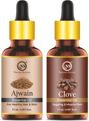 Nuerma Science Pure Ajwain and Clove Essential Oil (Pack of 2, 15 ML Each)(30 ml)