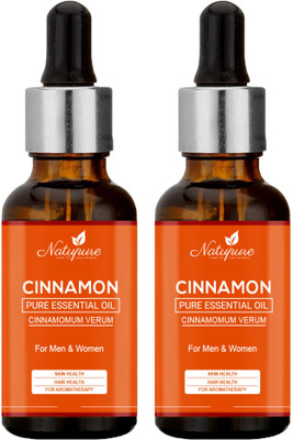 Natupure Cinnamon Essential Oil | Enhance Skin and Hair Hydration Combo Pack of 2(60 ml)