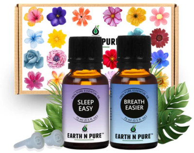 Earth N Pure Essential Oil Blend- Pack of 2 Breath Easier & Sleep Easy 15ml each(15 ml)