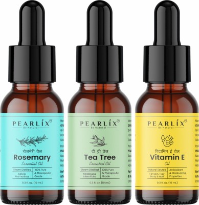 PEARLiX Rosemary, Vitamin E & Tea Tree Essential Oil Pack Of 3 For Dandruff & Silky Hair Hair Oil(30 ml)