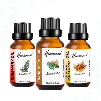 Heavennce Frankincense, Rosemary, Sweet Almond Oil for Skin & Hair Care | Aroma |Pack of 3(45 ml)