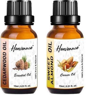 Heavennce Cedarwood & Sweet Almond Oil Combo for Hair & skin Care, Moisturizer, Pack of 2(30 ml)