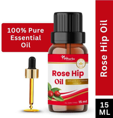 The 99 Herbs Company The 99Herbs Rosehip Essential Oil 15ml – Pure Natural Glow & Skin Repair Oil(15 ml)