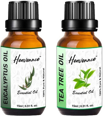 Heavennce Eucalyptus & Tea Tree Oil Combo for Cough & Cold, Rejuvenation, Pack of 2(30 ml)