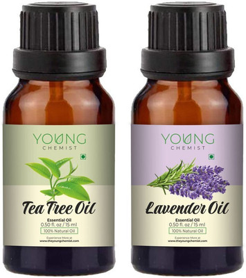 Young Chemist Pack of 2 Tea Tree & Lavender Essential Oils Combo for Aromatherapy (15MLx2)(30 ml)