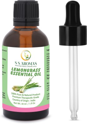 S S AROMAS Natural Lemon Grass Essential Oil/Steem distilled/For Aromatherapy, Meditation(30 ml)