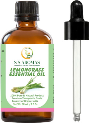 S S AROMAS Natural Lemon Grass Essential Oil/Steem distilled/For Aromatherapy, Meditation(30 ml)