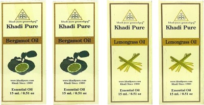 Khadi Pure Gramodyog Herbal Bergamot & Lemongrass Essential Oil-Pack of 4 (60ml)(60 ml)