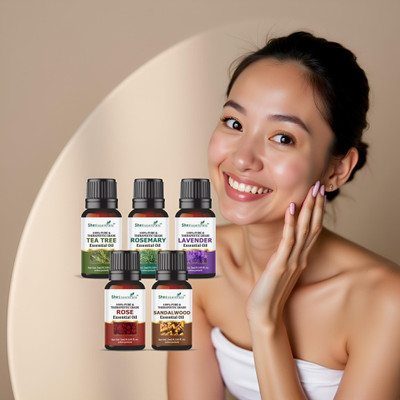 She Essentials Holistic Oil Combo Pack of 5 – Sandalwood, Lavender, Tea Tree, Rose, Rosemary(25 ml)