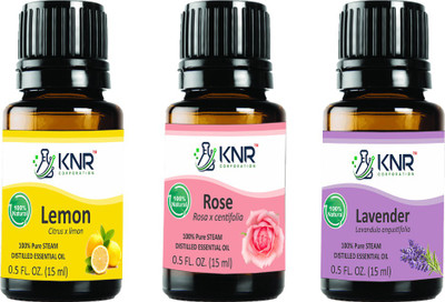 KNR CORPORATION Rose and Lemon & Lavender Essential oil for Skin & Hair -15 ml Each (Combo Pack)(45 ml)