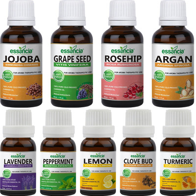 essancia Essential Oils Combo with Carrier Oils for Skin Brightening, Whitening & Glowing(195 ml)