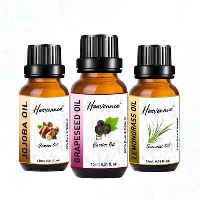 Heavennce Grapeseed, Jojoba & Lemongrass Oil for Skin & Haircare | Aromatherapy|Pack of 3(45 ml)