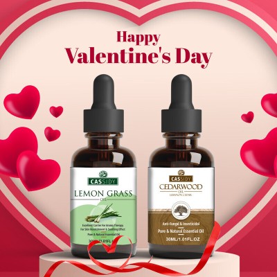 Cassidy LEMON GRASS & CEDARWOOD ESSENTIAL OIL VALENTINE COMBO PACK(60 ml)