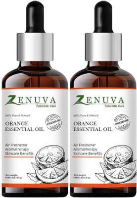 Zenuva Pure Orange Essential Oil – Pack of 2 for Glowing Skin & Relaxing Aroma(30 ml)