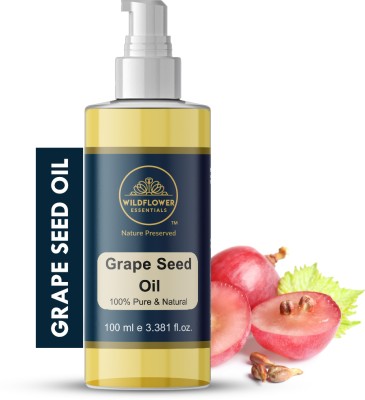 Wildflower essentials GrapeSeed Carrier Oil for Acne & Pimples, Skin Care, Hair, Facial Cleanser(100 ml)