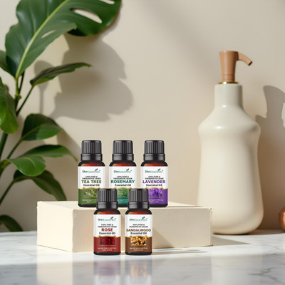 She Essentials Oil Set for Gifting Pack of 5 – Tea Tree, Lavender, Sandalwood, Rose, Rosemary(25 ml)