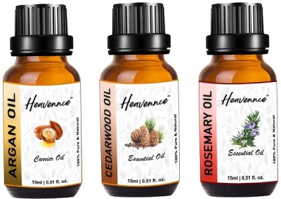 Heavennce Argan | Cedarwood | Rosemary Oil Combo for Skin\Hair, Aromatherapy, Pack of 3(45 ml)