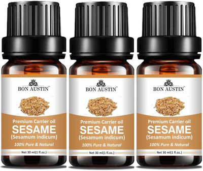 Bon Austin Sesame Carrier Oil with Rich Aroma & Flavour of Real Sesame Seed -30ml Pack of 3(90 ml)