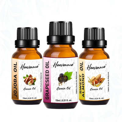 Heavennce Grapeseed, Jojoba & Sweet Almond Oil for Skincare & Haircare | Aroma | Pack of 3(45 ml)