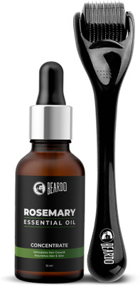 BEARDO Rosemary Essential Oil & Beard Activator Derma Roller (0.5 MM) For Hair Growth(15 ml)