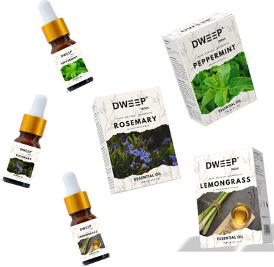 Dweep India Essential Oils For Skin, Hairgrowth, Face & Aromatherapy Pack of 3x15ml(45 ml)