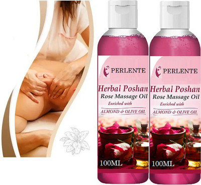 PERLENTE Herbal Rose Body Massage Oil – Spa-Grade, Non-Greasy, Calming Oil for Skin(200 g)